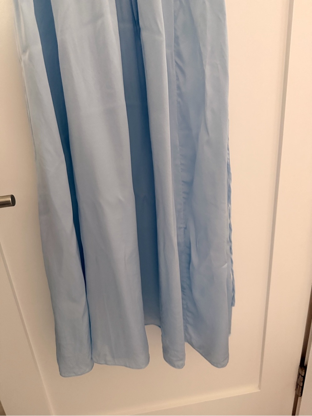 HELSA Pale Blue Lace-Trim Slip 100% Silk Dress with Yellow Strap Accent - Picture 6 of 7
